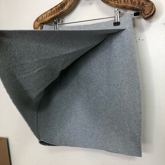 BCBGeneration Skirt Faux Wrap Cotton Knit Mini Light Grey Bodycon Pull On Medium - Picture 4 of 6